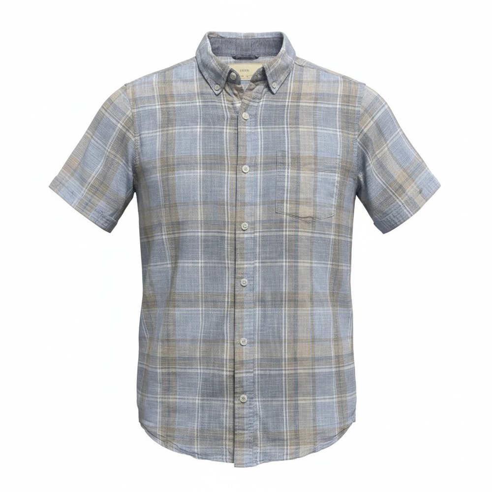 Weatherproof Vintage Button Down Shirt Mens Small Blue Plaid Excellent Cotton